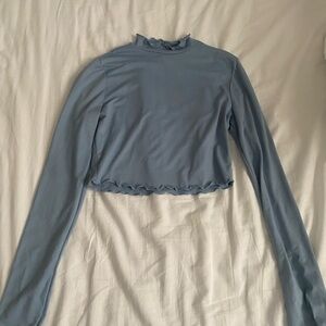 Forever 21 Light Blue Ruffle Trim Crop Top